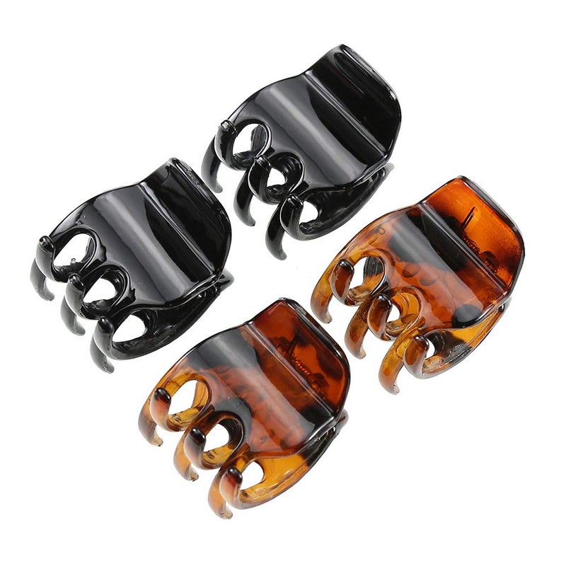 minihope Women's And Girls`s Classics 4 Medium Claw Clips, Great for Easily Pulling Up Your Hair,Pefrect for All Hair Types, Plastic Material, Black and Brown Colors, 4 Count (Pack of 1) - Image 1
